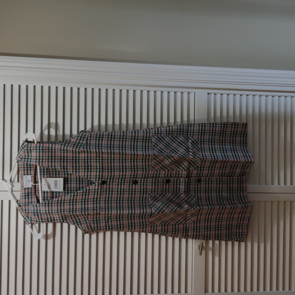 Pinafore jumper dress NWT size large retro plaid